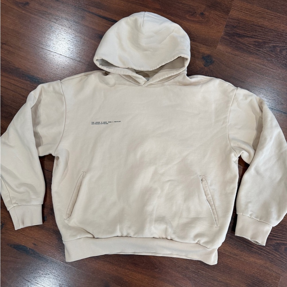 Pangaia 365 Hoodie Womens XXS oversized Beige Organic Cotton Logo Sweatshirt